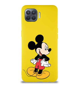 Oppo Reno 4 Lite Soft Premier Kapak Mickey Mouse-D Tasarımlı Silikon Kılıf - Sarı (Şeffaf)