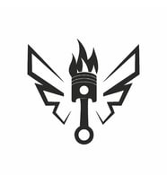 Kanatlı Alevli Piston Sticker Siyah 20x20 CM (Siyah-Siyah)