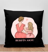 BK Gift Kişiye Özel İsimli Anneler Günü Tasarımlı Siyah Kırlent Yastık, Anneye Hediye, Ev Dekorasyonu, Anneler Günü Hediyesi-5
