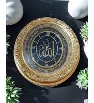 ALLAH YAZILI SAAT SİYAH GOLD 52*60 CM
