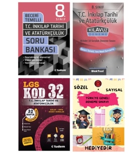 TUDEM YAYINLARI LGS T.C İNKILAP TARİHİ BECERİ TEMELLİ SORU BANKASI - T.C İNKILAP TARİHİ KLAVUZ DENEM