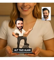 Kişiye Özel Seyitonbaşı Erkek Karikatürlü 18 cm MDF Masaüstü Biblo - Masaüstü Hediye