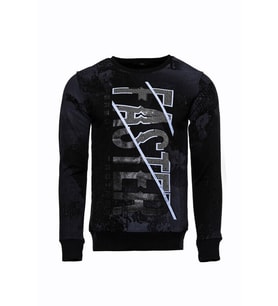 Siyah Taşlı Desenli Sweatshirt - Wessi