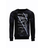 Siyah Taşlı Desenli Sweatshirt - Wessi