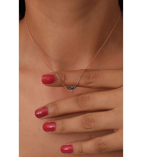 925 Ayar Gümüş Zincirli Rose Kaplama Firuze Taşlı Minimal Yusufçuk Kolye
