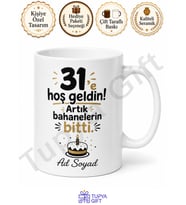 Espirili 31 Yaş Doğum Günü Hediyesi Baskılı Kupa Bardak Ofis Hediye