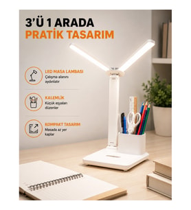 Mey İthalat® LED Işıklı Masa Lambası – Göz Yormayan, Kısılabilir ve Esnek Başlıklı Yeni Nesil
