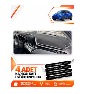 TOYOTA CHR (2016-2022) Uyumlu Ön Torpido Koruma Kılıfı Halısı - Siyah Gri