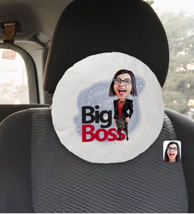BK Gift Kişiye Özel Kadın Big Boss Karikatürlü Yuvarlak Araç Koltuk Yastığı-2
