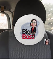 BK Gift Kişiye Özel Kadın Big Boss Karikatürlü Yuvarlak Araç Koltuk Yastığı-2
