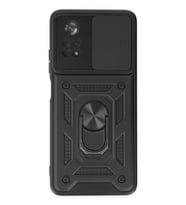 Poco X4 Pro 5G Kılıf Pars Lens Yüzüklü Silikon - Siyah