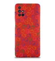 Samsung Galaxy M51 Uyumlu Lansman Kılıf Hello Kitty Tasarımlı İçi Kadife Kapak-Kırmızı (Şeffaf)