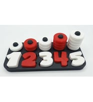 Montessori Eğitici Renkli Rakamlar ve Halkalar Matematik Öğretici Seti (21 PARÇA) (Kırmızı-Beyaz)