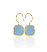 Kadir Jewellery 22 Ayar Altın Kaplama Kare Taşlı Küpe -El İşçiliği Ve Hipoalerjenik Küpe