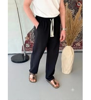 Yıkamalı Keten Baggy Pantolon