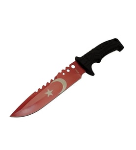 Bora Ayyıldız Mf011 Rd Kırmızı Bıçağı 31Cm - Testere Detaylı Bıçak, Kılıflı, Plastik Sap