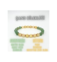 SERTİFİKALI Şans Bilekliği Doğal Taş  6mm Misinalı Aventurin Sitrin