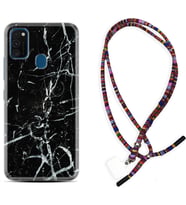 Samsung M21 M22 M23 M30 M31S M32 Kılıf Boyun Asklı Rasta Silikon Black Marble 3 1382