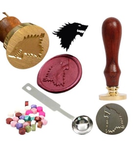 Mektup Damga Mühürü Direwolf + 30 Mühür Mumu + Eritme Kaşığı (Kahverengi)