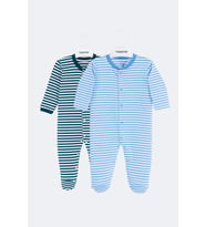 Toontoy Unisex Çizgili 2 Li Patikli Tulum (Beyaz)