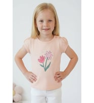 Breeze Kız Çocuk Tişört Renkli Çiçek Baskılı 1.5-5 Yaş, Pudra