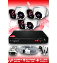 BAYICAM 6 Kameralı Kare 3 İç Kamera Set HDD'siz Full HD Gece Görüşlü Güvenlik Kamerası Sistemi