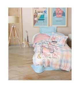 Cotton Box Genç Ranforce Nevresim Takımı Tek Kişilik Smile Mint