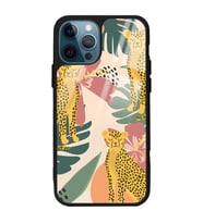 iPhone 13 Pro Uyumlu Çiçekli Leopar Tasarımlı Glossy Telefon Kılıfı