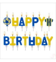 Sarı Lacivert Happy Birthday 15 Parça Doğum Günü Mum Seti (STD)
