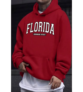 Florida Baskılı Oversize Sweatshirt (Kırmızı)