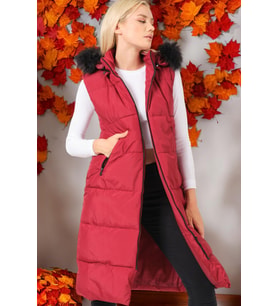 Z6741 DEWBERRY BAYAN YELEK-DÜZ BORDO