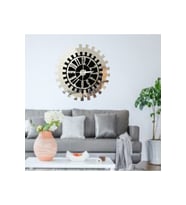 Dekoratif Duvar Saati Modern Gümüş Güneş Büyük Rakamlı Mdf Üzeri Aynalı Pleksi 40x40 Cm
