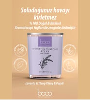 Vegan Aromaterapi Doğal Soya Mumu Uyku Relax Lavanta Ylang-Ylang Paçuli Yağları Kokusu 220 gr