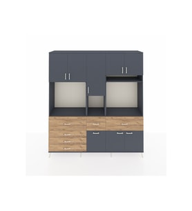 Hyperion Dolap 10 Raflı 6 Çekmeceli 8 Kapaklı 220x44x243 Antrasit-Antrasit/Çam