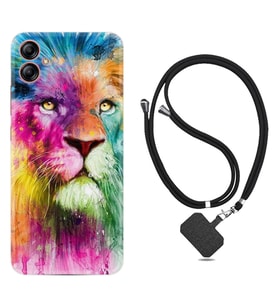 Samsung Galaxy A04E Kılıf Resimli Boyun Askılı İpli Desenli Silikon Colorfull Leon 2 1388