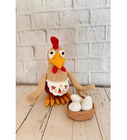 Yumurtacı Tavuk Amigurumi Organik Oyuncak