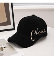 Valkyrie Peluş Şapka Kadın Erkek Unisex Kışlık Şapka Cloud Nakışlı Ayarlanabilir Teddy Şapka Siyah