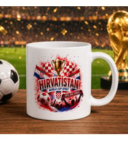 BK Gift Hırvatistan Taraftar Temalı Dünya Futbol Kupası Tasarımlı Beyaz Kupa Bardak
