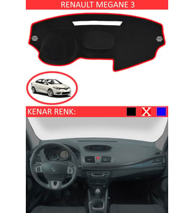 Renault Fluence Için Uygun Torpido Koruma Halısı Siyah Kenar Renk Kırmızı