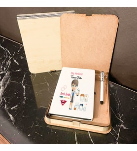 Diş Hekimi Ahşap Kutulu Defter Kalem Set 003