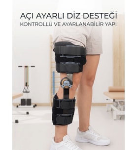 Kısa Açı Ayarlı Dizlik Menteşeli Ortopedik Diz Desteği Ayarlanabilir Sabitlemeli