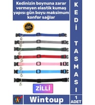 #KediTasması Ayarlanabilir Elastik Kumaş Desenli Konforlu Emniyet Klipsli Renkli Zilli Kedi Tasması