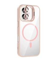 İphone 16 Remim Lensli Standlı Kapak - Pembe