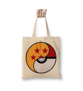 Dragon Ball X Pokemon Beyaz Bez Çanta Uzun Saplı Alışveriş Çantası Plaj Çantası