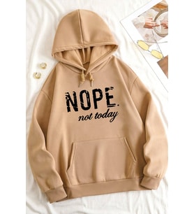 Unisex Nope Baskılı Sweatshirt (Bej)