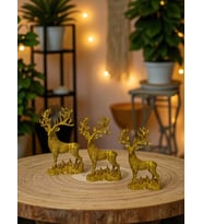 ToDekora 3’lü Geyik Biblo Seti – Gold, Modern Masaüstü Dekor (14–12–10 cm) (Rose Gold Altın)