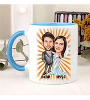 Kişiye Özel Gelin Damat Karikatürlü Kupa Bardak
