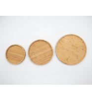 3'lü Bambu Sunum Tabağı Seti - 18cm 23cm 30cm Yuvarlak Servis Tabağı - Mutfak ve Sofra Düzenleyici