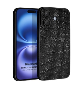 Microsonic Apple iPhone 16 Plus Kılıf Bling Rhinestones Siyah (Siyah)
