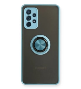 Galaxy A72 Kılıf Montreal Yüzüklü Silikon Kapak - Buz Mavi